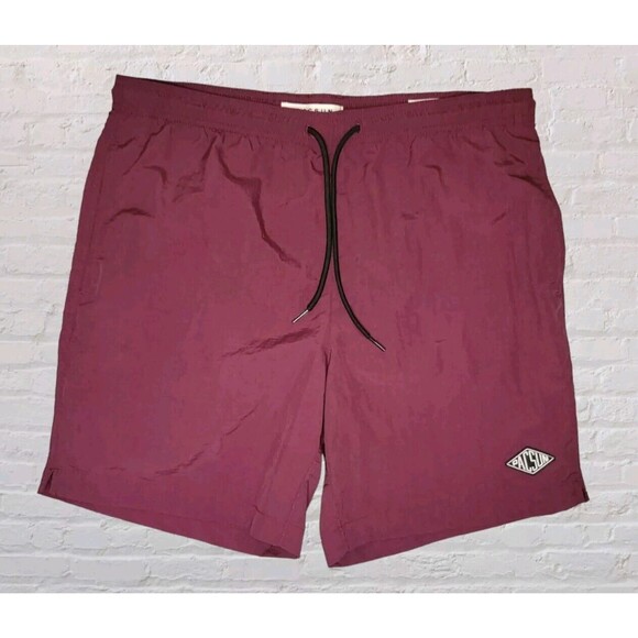 Pacsun Drawstring Nylon Lined Board Shorts Mens MED Maroon Beach Swim Surf - Picture 1 of 7